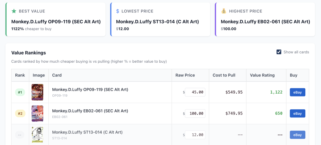Compare Cards Side By Side!